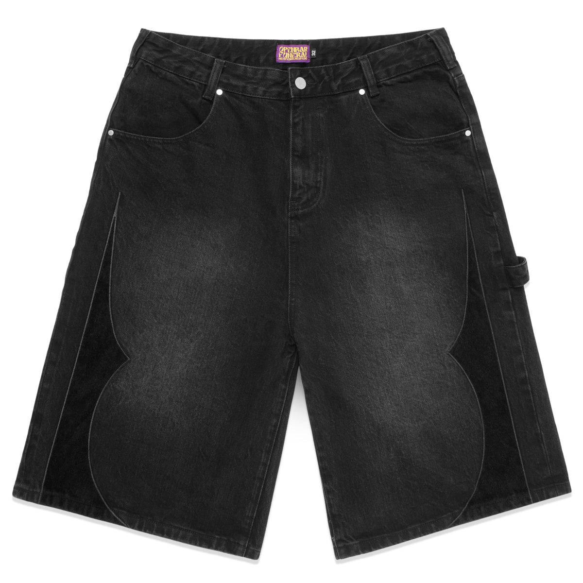 Selvedge Denim Pony Hair Tribal Shorts - Washed Black – Open Bar