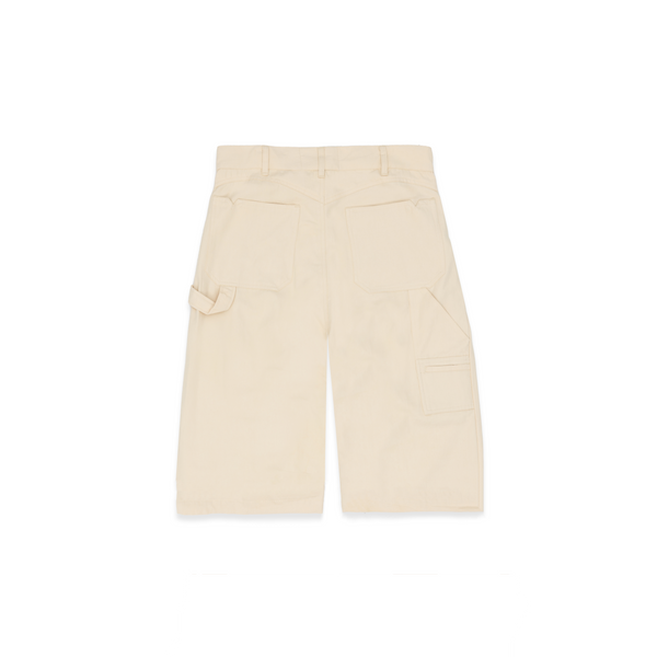 Side Pleat Carpenter Short - Cream