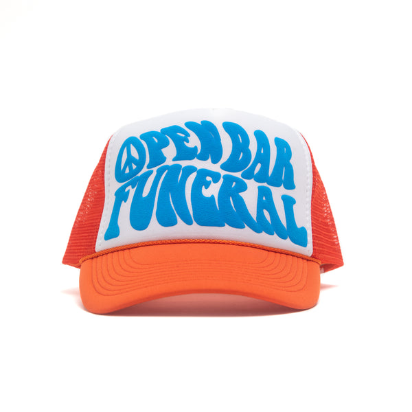 "Peace" Trucker Hat - Orange/Blue